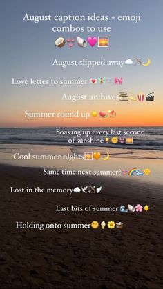 an image of the beach with different things to do on it, including words and pictures