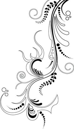 a black and white drawing of an ornate design on a white background with swirls