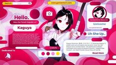 the website is designed to look like an anime character