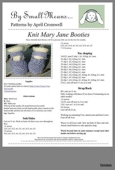 the knitting pattern for knit mary jane booties