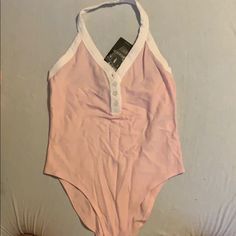 Forever 21 Halter Bodysuit That Buttons Up In The Front White Body Suit, Halter Bodysuit, Body Suit, Forever 21 Tops, Pink And White, Baby Pink, Pink White, Forever 21, Button Up