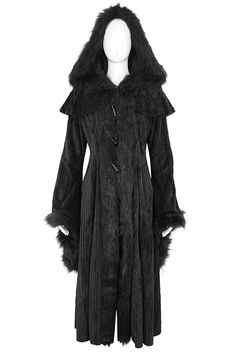 Gothic Coat, Gothic Princess, Fluffy Fabric, Punk Dress, Coat With Hood, Designer Drapes, Black Flare, Lolita Dress, Gothic Lolita