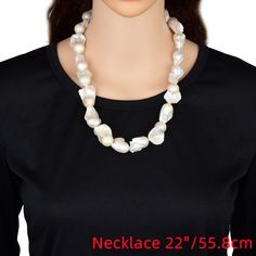 Huge Baroque Real Pearl Necklace Featuring various length choices, this baroque pearl necklace is made of 15-16 mm big freshwater baroque pearls and finishes with a polished Silver clasp which can prevent a metal allergic reaction. This super-big baroque pearl necklace is handmade by experienced craftsmen. It is made from real, shining, big baroque pearls. The baroque pearl necklace makes a bold statement "The pearls are luminous and look like the photo in size and appearance. Great necklace if Saltwater Pearl Necklace, Big Pearl Necklace, Real Pearl Necklace, Big Pearl, Saltwater Pearls, Baroque Pearl Necklace, Real Pearls, Pearl Types, Freshwater Pearl Necklaces