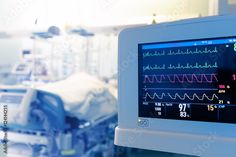 Stock Image: Monitoring of patient's heart in intensive care unit So Many People, Health System, Medical Equipment, Public Health