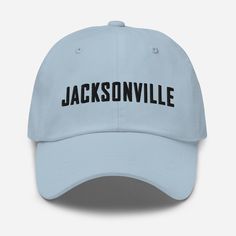 "Jacksonville, FL hat with large stitched letters to represent your coastal AIRBNB / VRBO / STR, vacation, home, or favorite city / state. Black thread. 🧢 Looking for a different hat style, hat color, embroidery thread color, or code/initials? Check out our custom options for adults and kids: ➡️ https://www.etsy.com/shop/CustomCoastalCo?section_id=37850010 Dad hats aren't just for dads. This one's got a low profile with an adjustable strap and curved visor. ⚡️ 100% chino cotton twill ⚡️ Green Camo color is 35% chino cotton twill, 65% polyester ⚡️ Unstructured, 6-panel, low-profile ⚡️ 6 embroidered eyelets ⚡️ 3 ⅛\" (7.6 cm) crown ⚡️ Adjustable strap with antique buckle ⚡️ Blank product sourced from Vietnam or Bangladesh CARE INSTRUCTIONS for longest life: 💦 Machine wash inside out on cold Funny Baseball Hat, Different Hat Styles, Cool Baseball Caps, Funny Gifts For Women, Funny Gifts For Her, Baseball Humor, Funny Hats, Jacksonville Florida, Embroidered Baseball Caps