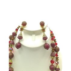 "Vintage Multi Strand Parure, Ornate Double Strand Necklace and Matching Shoulder Duster Clip On Earrings, Red Carved Resin Gilt Beads, Romantic Lady Cameo Bead Design, Jewelry Set Measurement * Necklace 25\" with 3\" extender; Earrings 2-3/4\" Condition * Very nice condition. Gently worn with minimal wear. SIZE: Womens 28\" CONDITION: Pre-Owned Good Very nice condition. Gently worn with minimal wear." Traditional Red Beads With Bead Caps, Elegant Red Beaded Festival Necklaces, Elegant Red Beaded Necklaces For Festivals, Elegant Red Beaded Necklace For Festivals, Red Jewelry With Bead Caps, Elegant Ruby Beaded Necklaces For Festive Occasions, Red Dangling Beads For Party, Elegant Red Beaded Necklace For Christmas, Traditional Red Beaded Necklace For Formal Occasions