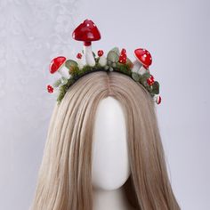 👑 Product description: Look! Red Mushroom Crown Fairy Headpiece Forest Girl Headband Elven Woodland Mushroom Costume For Women Elf Headdress Green Moss Elvish Hat Tiara 🦌Unique Design🦌 After the rain clears, vibrant red mushrooms of various sizes magically sprout across the soft, green moss. This headband combines an elastic band with carefully chosen lightweight materials, ensuring a comfortable, pressure-free fit. It adds the perfect touch of charm to your festive events, making you look ev Diy Elf Costume Women, Mushroom Fairy Costume, Mushroom Headband, Fruit Headpiece, Diy Elf Costume, Fairy Headband, Woodland Crown, Elven Forest, Mushroom Costume