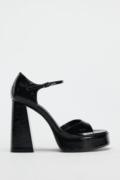 FAUX PATENT LEATHER FINISH PLATFORM SANDAL Zara High Heels With Stacked Heel, Zara Sandals With Block Heel And Heel Strap, Zara Sandals With Heel Strap And Block Heel, Zara Leather Sandals With Block Heel, Patent Leather Sandals With Ankle Strap, Patent Leather Sandals With Ankle And Heel Straps, Zara Sandals With Stacked Heel, Zara Sandals With Heel And Ankle Strap, Ankle Strap Sandals With Buckle Closure In Patent Leather