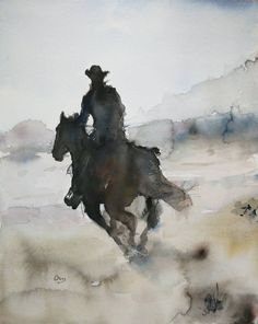 a painting of a man riding a horse