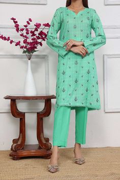 DESCRIPTION: DIGITAL AIRJET PRINTED LAWN TWO PIECES SHIRT AND TROUSER. Printed & EMB Stitch Airjet Lawn Shirt. Dyed Trouser. Shirt Measurement Small Medium Chest 19" 20.5" Shoulder 14" 14.5" Length 37-38" 39-40" Waist 21" 22.5" Sleeves 20" 20" Trouser Measurement Small Medium Length 37" 38" Thighs 10" 11" NOTE: Due to use of heavy flashlights while photo shoot, actual color of dress will vary 10-15% "TO PLACE ORDER ON WHATS'APP " "CLICK HERE" Kurti Collection, Wool Winter, Chiffon Collection, Lawn Shirts, Winter Kids, Luxury Silk, Festival Wear, Winter Collection, Chiffon