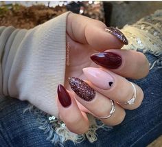 Luxe Nails, Nails Sparkle, Maroon Nails, Acrylic Nails Coffin Short, Short Acrylic Nails Designs, Artificial Nails, Valentines Nails, Love Nails