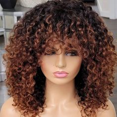 Fringe Wig, Ombre Curly Hair, Hair Machine, Dyed Curly Hair, Top Wig, Beauty Hair Color, Colored Curly Hair