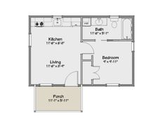 the floor plan for a two bedroom apartment with an attached kitchen and living room area