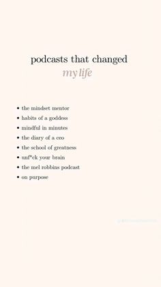 podcasts that chnaged my life Inspirational Podcasts, Motivational Podcasts, Practicing Self Love, Self Care Bullet Journal, Writing Therapy, Vie Motivation, Get My Life Together, Positive Self Affirmations