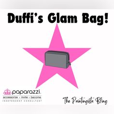 a pink star with the words pufffit's glam bag on it