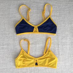 Reversible bikini top Very comfortable for training and surfing Color - Dark Bue Yellow 80% - Nylon 20% - Lycra Handwash cold separately Do not wring or twist Do not dry on the sun Bottoms - https://www.etsy.com/listing/1250141420/swimwear-surf-pole-dance-reversible Check the size chart in photo gallery Our sizing is based on a true and snug fit. When deciding on what is the best for you, think about how tight you would like your swimwear to fit.  For all in-between sizes, or if you can not decide on a size, it is recommended to go up a size, rather than down. If you have any further questions about sizing or you would like to order a custom made bikini, please do not hesitate to contact us: creamgirlswear@gmail.com Buying this item you support a small business, where each item is made wit Swimsuit Ideas, Riverside Cottage, Swimsuit Inspo, Swimsuits Outfits, Women Swimwear, Cute Bathing Suits, Reversible Bikinis, Pole Dance, Pole Dancing