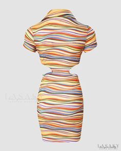 Lasaky - Wavy Stripe Cutout Waist Button Bodycon Dress Striped Bodycon Dress, Chic Type, Wave Pattern, Olivia Mark, Dresses Xs, Dresses For Sale, Sleeve Styles, New Dress, Two Piece Skirt Set