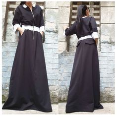 "Sport elegant everyday long dress🤩 Extravagant designs and high quality fabrics. The item from the pictures is size S For more information feel free to ask questions. Material &Care Cotton and elastane Machine wash 30oC Hand wash at low temperatures Do not machine dry Medium hot iron Sizing We make sizes from xs to 5xl as well as customized measures.So don't hesitate to contact us and make one for you. 🛫🎁Shipping🎁 🛬 STANDARD SHIPPING Europe : 6-8 business days USA&Canada : 8-10 business da Black Long Sleeve Maxi Dress With Pockets, Black Cotton Long Sleeve Maxi Dress, Black Long Sleeve Cotton Maxi Dress, Black Maxi Dress With Pockets, Elegant Black Half Sleeve Maxi Dress, Black Long Cotton Dress, Elegant Black Maxi Dress With Pockets, Sport Elegant, Dress Extravagant