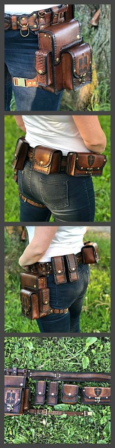 Leather Utility Belt, Leather Armor, Leather Gear, Utility Belt, Belt Pouch, Pocket Knives, Leather Projects, Decorative Elements, Hip Bag