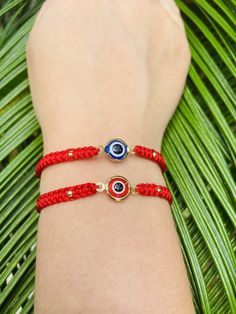 Evil Eye 🧿 The evil eye is a símbolo of protection used in cultures around the world that is said to ward off evil or jealous looks, bad health and bring good luck to the wearer. Adjustable bracelet. Material: Stretch Cord Gold plate Colors Red & Blue. If you have any questions at any time please feel free to message me. I will be happy to assist you. Thank you for visiting my shop You can follow us on Instagram: @paulacuore_jewelry Facebook: Paula cuore Jewelry Adjustable Traditional Evil Eye Bracelet, Traditional Adjustable Evil Eye Bracelet, Bohemian Braided Bracelet With Evil Eye For Friendship, Symbolic Evil Eye Bracelet For Friendship, Adjustable Braided Bracelets With Evil Eye For Friendship, Adjustable Spiritual Braided Bracelet With Evil Eye, Traditional Adjustable Evil Eye Bracelets, Adjustable Braided Evil Eye Bracelet For Spiritual Protection, Adjustable Spiritual Evil Eye Braided Bracelet