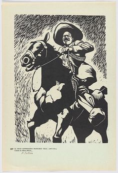 a black and white drawing of a man riding a horse with a cowboy on it