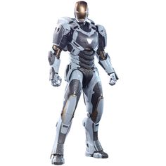 an iron man standing in front of a white background with his hands on his hips