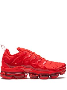 red rubber contrasting panel detail round toe front lace-up fastening pull-tab at the heel branded insole signature Air VaporMax sole These styles are supplied by a premium sneaker marketplace. Stocking only the most sought-after footwear, they source and curate some of the most hard to find sneakers from around the world. Nike Vapormax Women, Hidden Heel Sneakers, Vapormax Nike, Air Vapormax Plus, Nike Air Vapormax Plus, Kicks Shoes, Red Nike, Air Vapormax, Red Sneakers