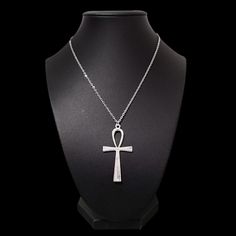 18" Silver Ankh Necklace  Silver Ankh Pendant on an 18-Inch Stainless Steel Chain.  2" Chain Extender.  Lobster Clasp Closure.  CB159  #Ankh #necklace #cross #jewelry Egyptian African symbol men women unisex handmade Ankh Cross Necklace, Ankh Necklace Silver, Egyptian Inspired Jewelry, Rock Star Outfit, Ankh Pendant, African Symbols, Ankh Necklace, Necklace Cross, Chain Extenders