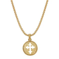 This Symbols of Faith gold tone coin cross pendant necklace is a lovely way to express your faith. This Symbols of Faith gold tone coin cross pendant necklace is a lovely way to express your faith. NECKLACE DETAILS Pendant length: 1 in. Chain length: 20 in. Clasp: lobster claw Metal: alloy Plating: Gold tone Finish: polished Not appropriate for children 14 years old and younger. Size: One Size. Gender: female. Age Group: adult. Gold Cross Necklace With Coin Pendant, Yellow Gold Cross Necklace With Coin Pendant, Yellow Gold Necklace With Coin Pendant In Cross Shape, Gold Cross Jewelry With Coin Pendant, Family Shoes, Symbols Of Faith, Faith Necklace, Necklace Online, Gold Dipped