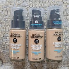 Revlon Brand Women's Colorstay Longwear Makeup Foundation #110 Ivory Bundle-3. Sunscreen Broad Spectrum Spf 20. Hyaluronic Acid 24 Hour Hydration. 24 Hours Long Wear Makeup Foundation. Normal/Dry Skin. Bundle Of 3. 1.0 Fl Oz./30ml All New, Still Sealed. Never Opened, Never Used. Smoke-Free Home. Please Bundle And Save!! Bin Makeup I Revlon Colorstay Foundation, Long Wear Makeup, Revlon Makeup, Foundation For Dry Skin, Revlon Colorstay, Matte Foundation, Broad Spectrum Sunscreen, Makeup Foundation, Natural Tan