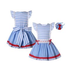 Girls Dress Age 3 4 5 6 8 10 12 Spanish Blue Striped Dress Birthday Party Outfit Specifications: Colour: Blue Material:Cotton Size: Tag 3 / 4 / 5 / 6 / 8 / 10 / 12  Suitable ages: 3 - 12 Years Sleeve length: Sleeveless Style: A-line Collar type:Round collar Theme:Spanish / Princess / Vintage / Romany / Smocked Pattern:  Striped Season: Spring / Summer /Autumn Occasion: Christmas / Christening / Weddding / Birthday / Party / Communion / Casual Package included: 1* Dress 1* Headband Notes: 1. All Playful Sleeveless Holiday Dress, Playful Fitted Dress For Holiday, Playful Fitted Holiday Dress, Short Sleeve Dresses With Ruffles For Holiday, Spring Holiday Dress With Ruffles, Fitted Summer Holiday Dress, Holiday Dresses With Short Sleeves And Ruffles, Short Sleeve Holiday Dresses With Ruffles, Blue Ruffled Dress For Holiday