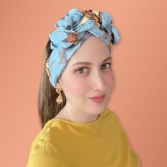 "Floral Wire Headband, Blue Yellow Turban Headband, Wired Head Wrap, Retro Headband, Multi Way Headscarf, Long Wired Headband Turning bad hair days into stylish hair days with reversible and formable wire headband. You can dress up with these to a party for a boho look or you could casually wear it with your everyday outfit! You can shape several design; twist knot, bow, ruffle knot, top knot, rose... Long wired headbands are also very stylish headwear for people who are undergoing chemo treatme Beach Bandana As Headband, One Size Beach Headband, Beach Headband Hair Accessories, Adjustable Headband Headscarf As Gift, One Size Knotted Headwrap Headband, Knotted One Size Headband Headwrap, One Size Knotted Headband Style Headwrap, One Size Knotted Headwrap Shaped As Headband, Knotted One Size Headwrap In Headband Shape