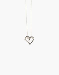 LEONA NECKLACE — Odette New York Sterling Silver Heart Necklace With Adjustable Chain, Sterling Silver Open Heart Necklace With Adjustable Chain, Everyday Sterling Silver Open Heart Necklace, Everyday Heart Shaped Box Chain Necklace, Everyday Heart-shaped Box Chain Necklace, Elegant Hand Cast Necklaces For Anniversary, Elegant Hand Cast Necklace For Anniversary, Sterling Silver Open Heart Necklaces With Heart Charm, Sterling Silver Heart Pendant Necklace With Box Chain