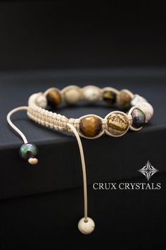 Women's Shamballa Bracelet Peanut Butter Natural by CruxCrystals Brown Spiritual Wrap Bracelet With Natural Stones, Adjustable Nature-inspired Bracelets With 8mm Beads, Shamballa Bracelets For Men, Handmade Jasper Spiritual Bracelets, Spiritual Hand-wrapped Brown Wrap Bracelet, White Beads Bracelet, Shamballa Bracelets, White Turquoise, Natural Stone Jewelry