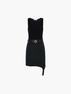 MO&Co. Women's Belted Asymmetric Knitted Dress This dress combines the design concepts of both brands to create a chic paneled design. The mini length is accented with a belt for a flattering fit, while an asymmetric hem with garter strap detail adds a modern touch. Elevate your wardrobe with this stylish and versatile ensemble. Features : - High waist mini cut, tank style with belt- Asymmetric hem with garter strap detail- Paneled design, wool blend fabric Code: MBD3DRS023The back length of siz Chic Belted Midi Dress With Asymmetrical Hem, Chic Asymmetrical Belted Midi Dress, Chic Midi Dress With Belted Asymmetrical Hem, Chic Asymmetrical Belted Dress, Black Asymmetrical Dress For Work, Fitted Asymmetrical Belted Dress, Black Chic Dress With Asymmetrical Zip, Chic Black Dress With Asymmetrical Zip, Chic Black Asymmetrical Dress