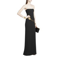 TOM FORD stretch sable strapless evening dress features a gold-tone front cutout with chain detailing Sleeveless Full length  Column silhouette  Concealed back zip  Viscose/elastane/nylon/polyamide Made in Italy Gold Strapless Dress For Evening, Elegant Strapless Dress For Black-tie Events, Luxury Strapless Evening Dress, Luxury Strapless Dress, Luxury Strapless Mini Dress For Formal Occasions, Luxury Strapless Maxi Dress For Formal Occasions, Chic Gold Strapless Dress For Evening, Chic Gold Strapless Evening Dress, Chic Strapless Evening Dress For Black-tie Events