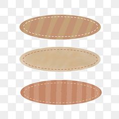 three wooden plates with stitching on them, one is brown and the other is beige