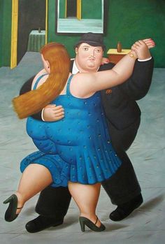 a painting of a man and woman dancing