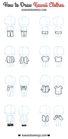 how to draw kawaia clothes for kids with easy steps and instructions - step by step