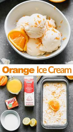 an orange ice cream recipe in a bowl