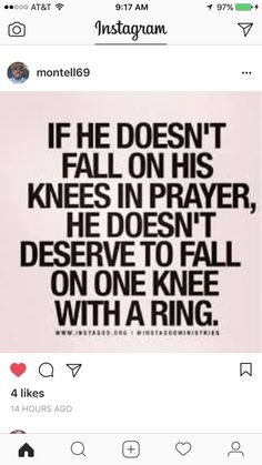 a black and white photo with the words if he doesn't fall on his knees in prayer, he doesn't observe to fall on one knee with a ring