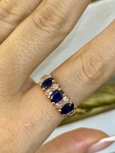 Metal: 14kt Rose Gold Stones: Sapphire And Diamond  Stone Shapes: Oval And Round  Sapphire Weight: 1.78 Carats  Diamond Weight: 0.37 Carats  Weight: 5.28Grams  Width Of Top Part Of Band: 7.00mm Size: 7 Sizing: Please state in personalization box. Rose Gold Sapphire Ring With Diamonds For Formal Occasions, Rose Gold Sapphire Ring With Diamonds For Formal Events, Formal Rose Gold Sapphire Ring With Diamonds, 14k Rose Gold Sapphire Ring For Formal Occasions, Formal Rose Gold Sapphire Ring With Brilliant Cut, Classic Formal Rose Gold Sapphire Ring, Formal 14k Rose Gold Sapphire Ring, Classic Rose Gold Sapphire Ring For Formal Occasions, Rose Gold Aaa Quality Jewelry For Wedding