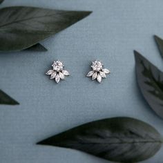 Small Diamond Earrings Unique, Diamond Leaf Earrings, Leaf Stud Earrings, Single Diamond Earrings, Leave Earrings, Small Diamond Earrings, Simple Diamond Earrings, Marquise Diamond Earrings