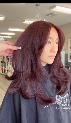 Red Violet Brown Hair, Blowout Burgundy Hair Color, Dark Red Violet Brown Hair, Red Wine Hair Aesthetic, Red Burgandy Hair Aesthetic, Hair Skin Nails, Alternative Hair, Hair Skin