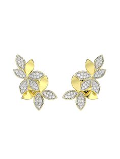 Wild Flower Yellow Gold Earrings | Marchesa Luxury Flower-shaped Cluster Earrings For Women, Gold Flower Earrings With Brilliant Cut, Yellow Gold Flower Diamond Earrings For Wedding, Gold Pear-shaped Diamond Earrings With Accents, Diamond Flower Yellow Gold Earrings, Flower Shaped Diamond Earrings In Yellow Gold, Yellow Gold Flower Diamond Earrings With Brilliant Cut, Yellow Gold Diamond Flower Cluster Earrings, Yellow Gold Diamond Cluster Earrings In Flower Shape