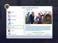 an image of a computer screen with the words select a career from ouvia