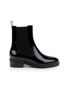 An ultra-wearable, classic Chelsea boot.• Patent leather upper• Leather lining• Rubber sole• Low block heel• Side elasticized inset panels• Back pull loop | L'AGENCE Emma Leather Chelsea Boot In Black Leather Knit Denim, Black Chelsea Boots, Low Block Heels, Leather Chelsea Boots, Fall Skirts, Chelsea Boot, Black Leather Boots, Black Print, Embossed Leather