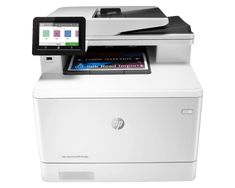 the hp color laser printer is open and ready to be used for printing, including an ipad