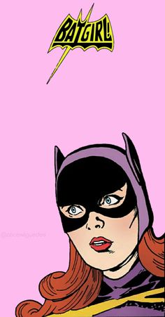 a woman in a batman costume with the word batgirl above her head and an image of