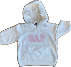 Pink Cotton Hoodie By Gap, Cute White Hoodie For Playtime, Pink Hooded Top For Playtime, Pink Hooded Tops For Playtime, White Winter Hoodie For Playtime, Gap Pink Long Sleeve Hoodie, Gap Pink Winter Hoodie, White Cotton Hoodie For Playtime, White Hooded Hoodie For Playtime